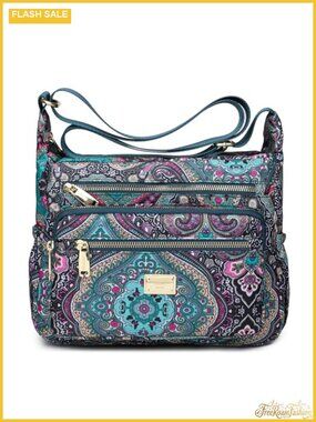 Nylon Satchel Handbag Women Tote Shoulder Bag 10 Pockets Anti-Theft